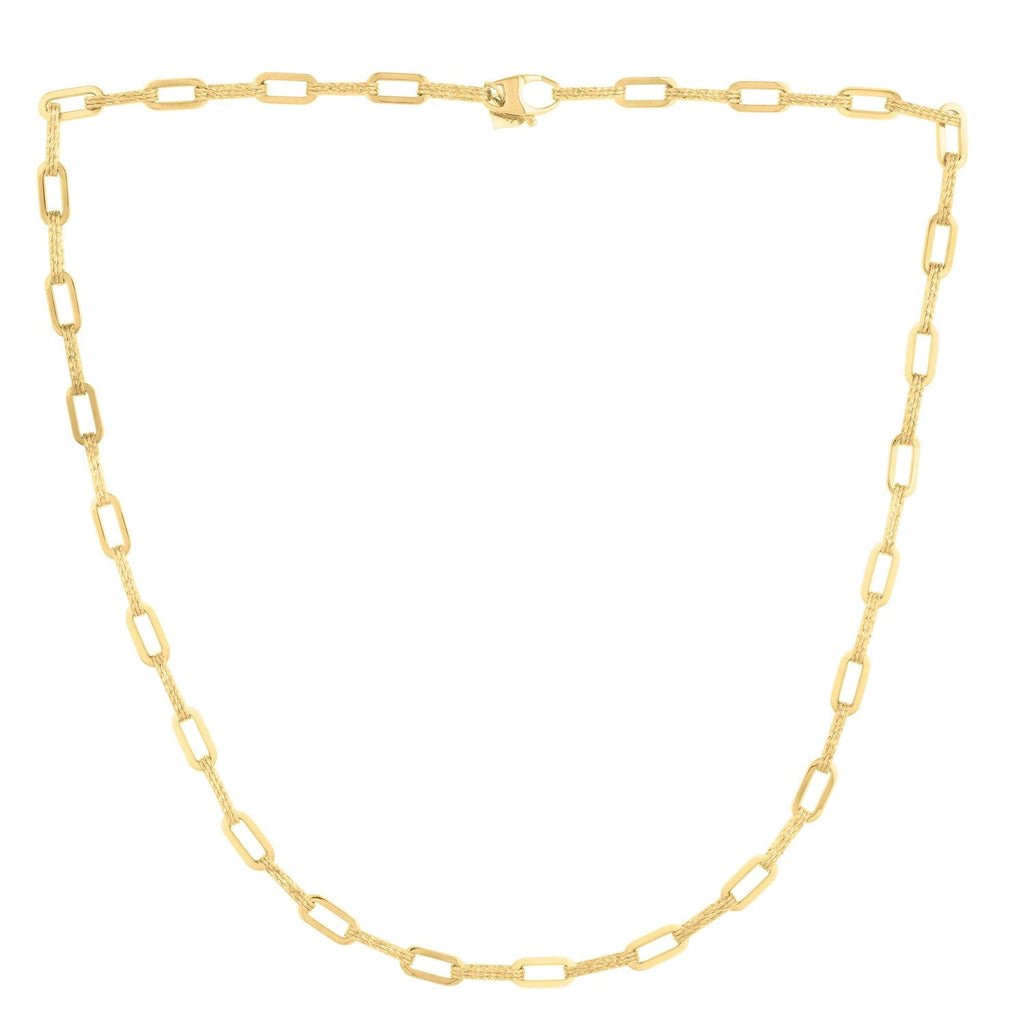14k Yellow Gold Diamond Cut Paperclip Chain Necklace (4.00 mm)
