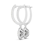 14k White Gold Double Halo Round Diamond Drop Earrings (1 ctw)