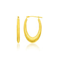14k Yellow Gold Graduated Textured Hoop Earrings