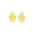 14k Yellow Gold Polished Hamsa Hand Post Earrings