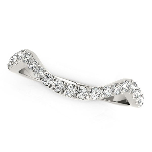 14k White Gold Modern Curved Style Pave Diamond Wedding Band (1/5 ct. tw.)