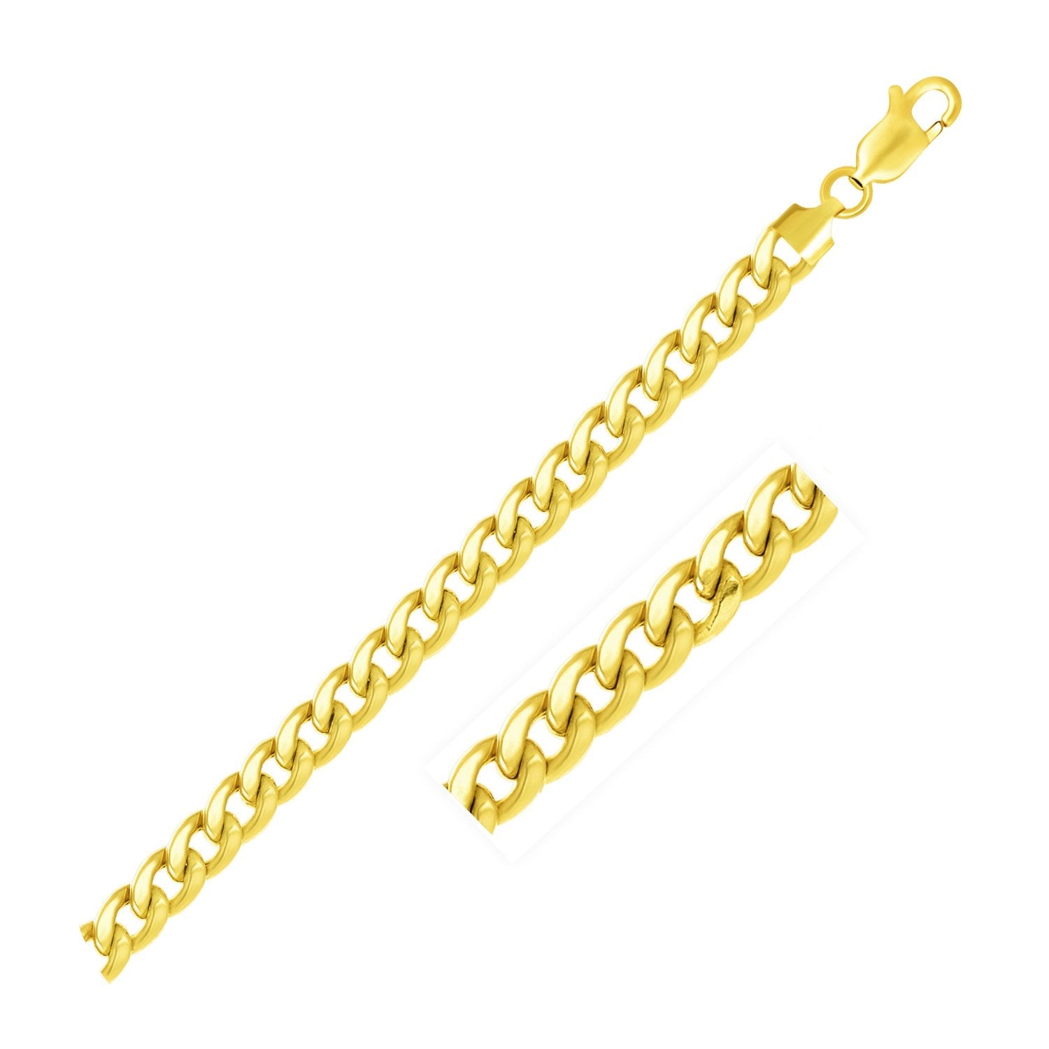 6.7mm 14k Yellow Gold Semi-Solid Miami Cuban Chain