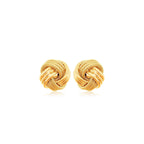 10k Yellow Gold Love Knot with Ridge Texture Earrings