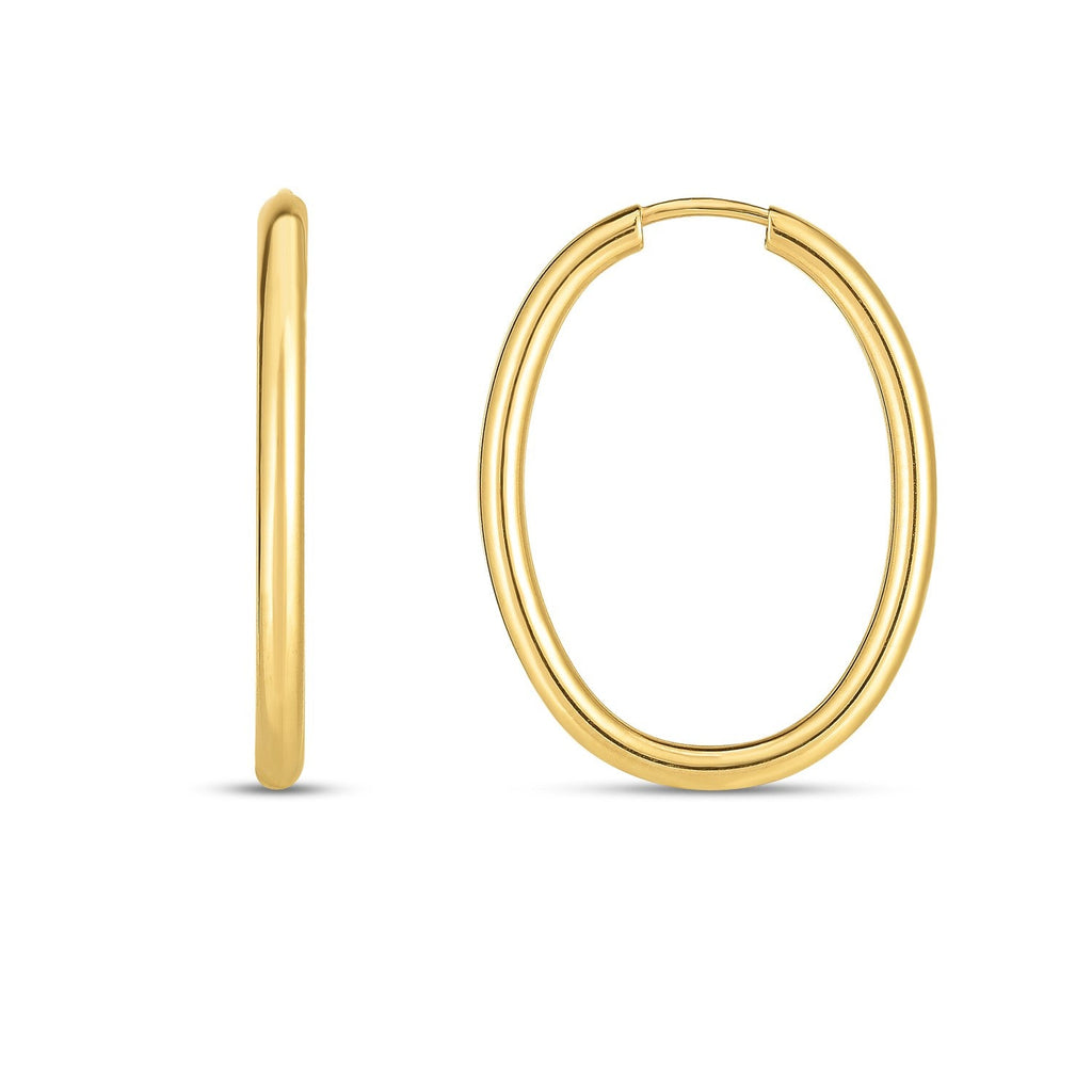14k Yellow Gold Endless Oval Hoop Earrings (0.08x1 inch)