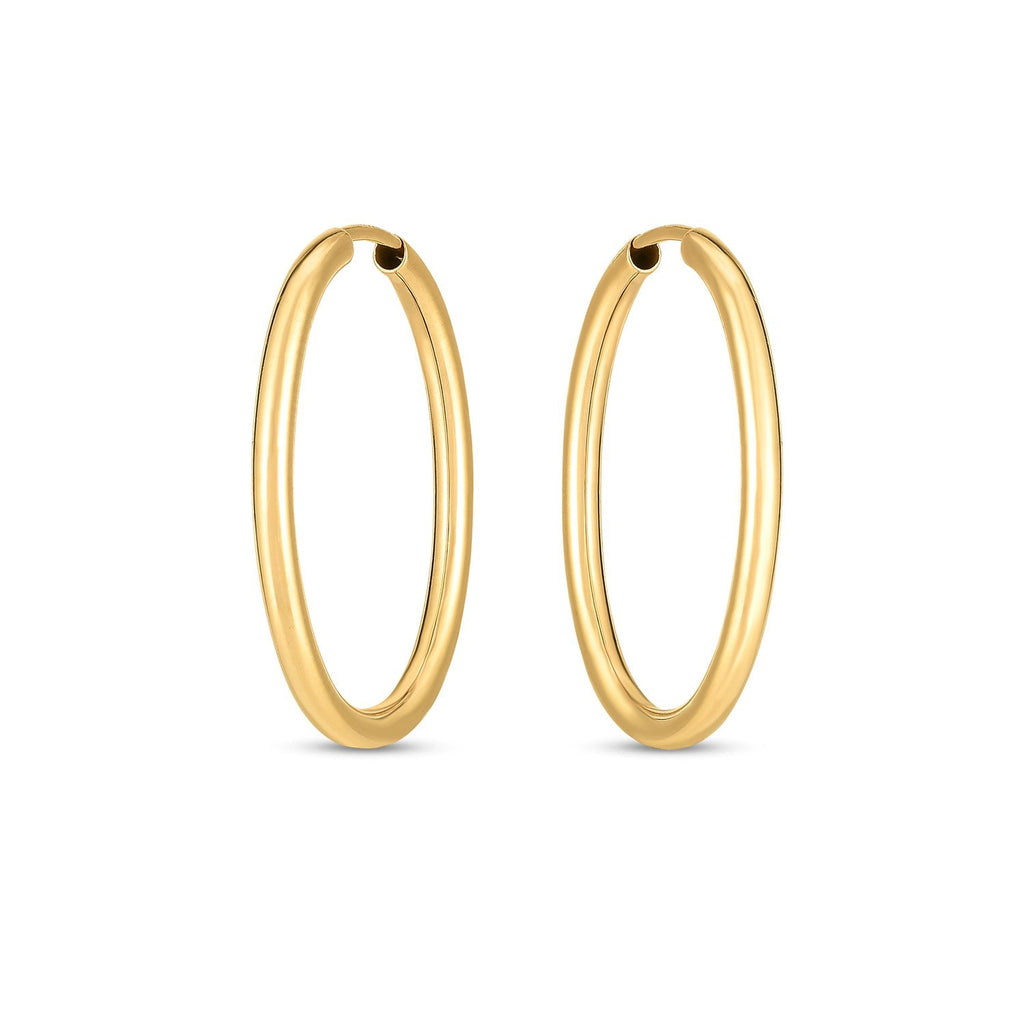 14k Yellow Gold Endless Oval Hoop Earrings (0.08x1 inch)
