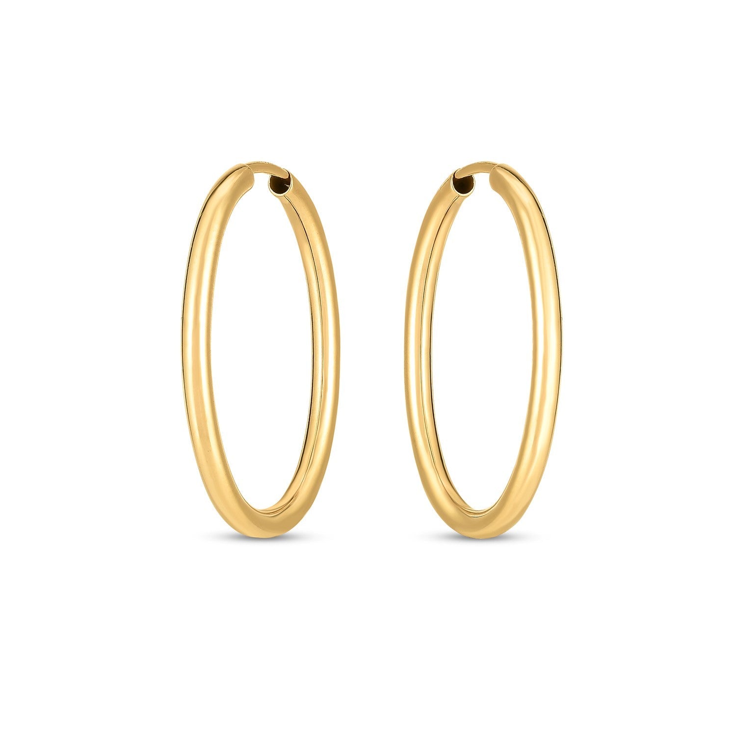 14k Yellow Gold Endless Oval Hoop Earrings (0.08x1 inch)