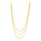 14k Yellow Gold Three-Strand Herringbone Chain Necklace