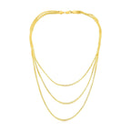 14k Yellow Gold Three-Strand Herringbone Chain Necklace