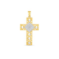 14k Two-Tone Gold High-Polish Diamond-Cut Cross Pendant