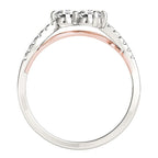 Anillo de diamante de dos piedras con banda curva en oro blanco y rosa de 14 quilates (5/8 cttw)