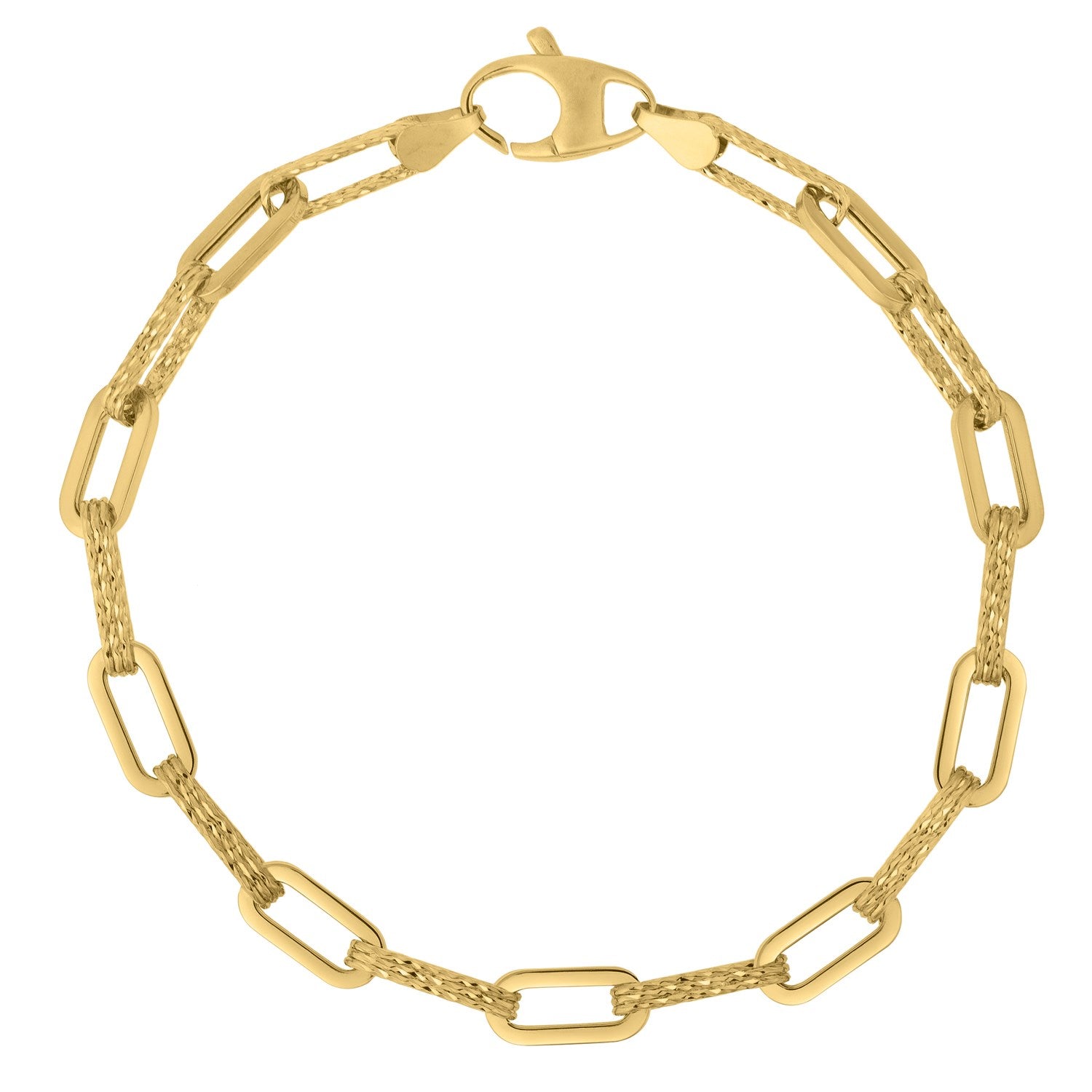 14k Yellow Gold Diamond Paperclip Chain Bracelet (4.00 mm)