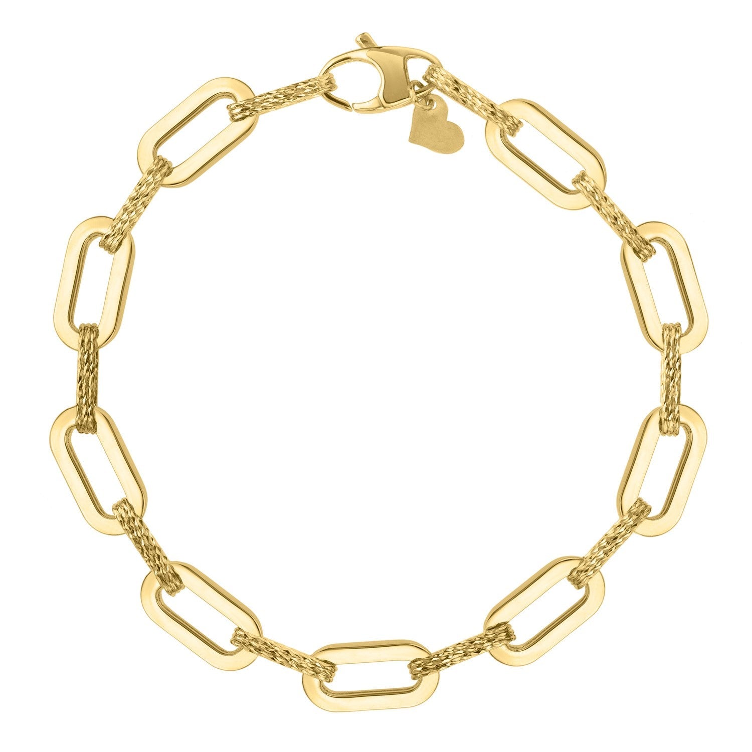 14k Yellow Gold Diamond Paperclip Chain Bracelet (7.00 mm)