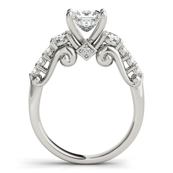 14k White Gold 3 Stone Antique Design Diamond Engagement Ring (1 3/4 ctw)