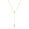 14k Tri-Color Gold Lariat Rosary Necklace