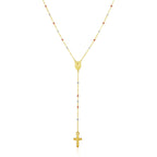 14k Tri Color Gold Lariat Rosary Necklace