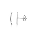 14k White Gold Curve Climber Post Earrings