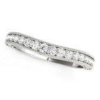 14k White Gold Bead Border Curved Diamond Wedding Ring (1/4 ct. t.w.)