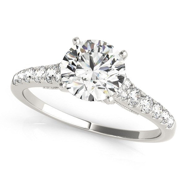 14k White Gold Diamond Engagement Ring With Single Row Band (1 3/4 ct. t.w.)