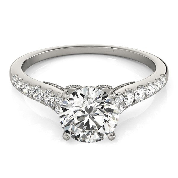 14k White Gold Diamond Engagement Ring With Single Row Band (1 3/4 ct. t.w.)