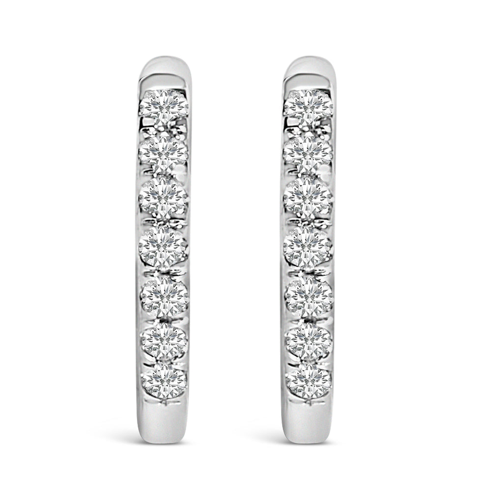 10K Rose Gold 1/4 Cttw Diamond Double Sided Huggie Hoop Earrings