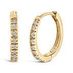 14K Rose Gold 1/5 CTW Diamond Huggie Hoop Earrings