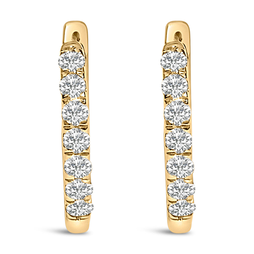 10K Rose Gold 1/4 Cttw Diamond Double Sided Huggie Hoop Earrings