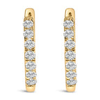 10K Rose Gold 1/4 Cttw Diamond Double Sided Huggie Hoop Earrings