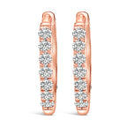 10K Rose Gold 1/4 Cttw Diamond Double Sided Huggie Hoop Earrings