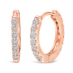 10K Rose Gold 1/4 Cttw Diamond Double Sided Huggie Hoop Earrings