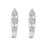 10K White Gold 1/5 Cttw Lab Grown Diamond Three Stone Huggie Hoop Earrings