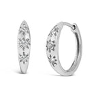10K White Gold 1/5 Cttw Lab Grown Diamond Three Stone Huggie Hoop Earrings