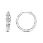 10K White Gold 1/5 Cttw Lab Grown Diamond Three Stone Huggie Hoop Earrings