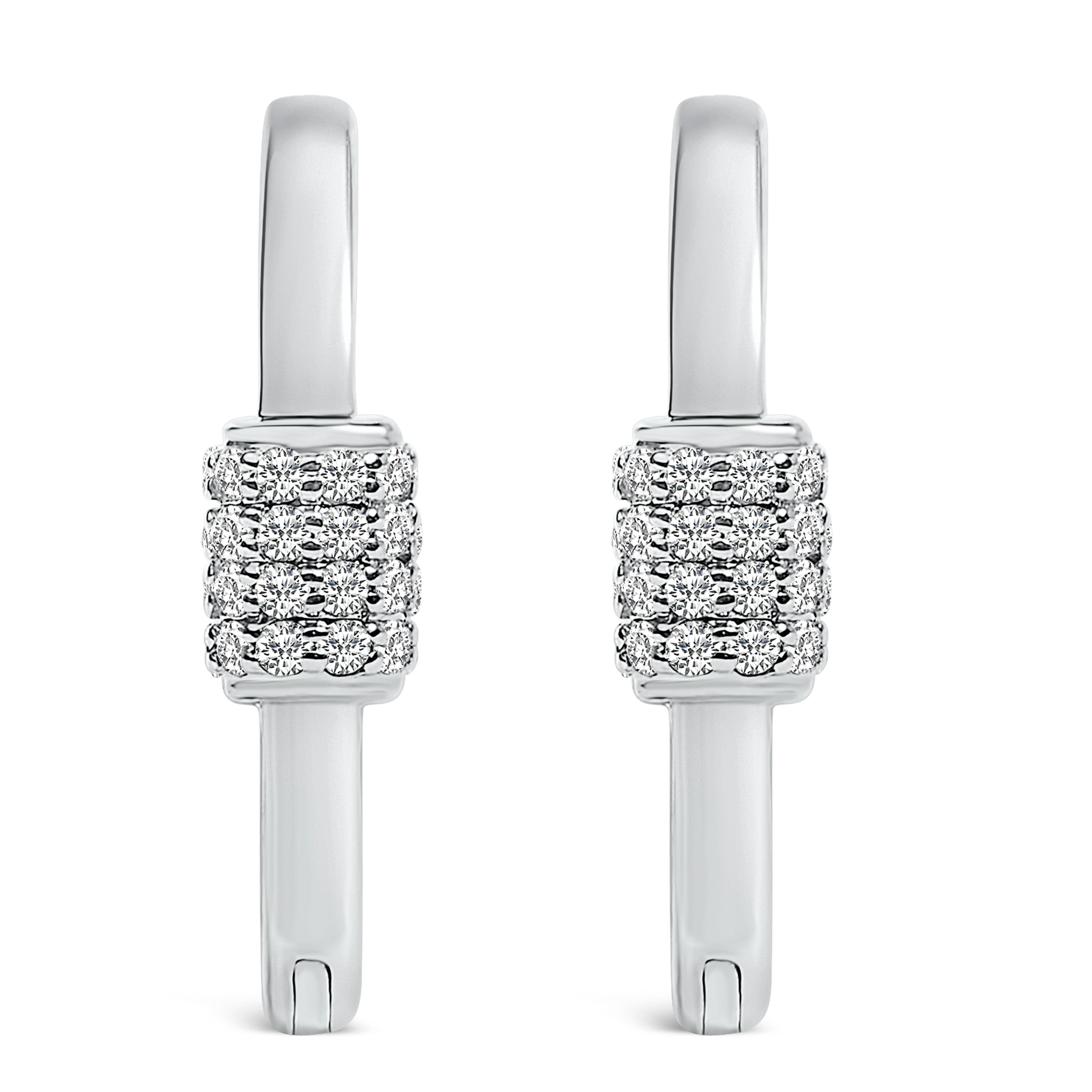 10K White Gold 3/8 Carat Total Weight Lab Grown Diamond Heart Shaped Huggie Hoop Earrings