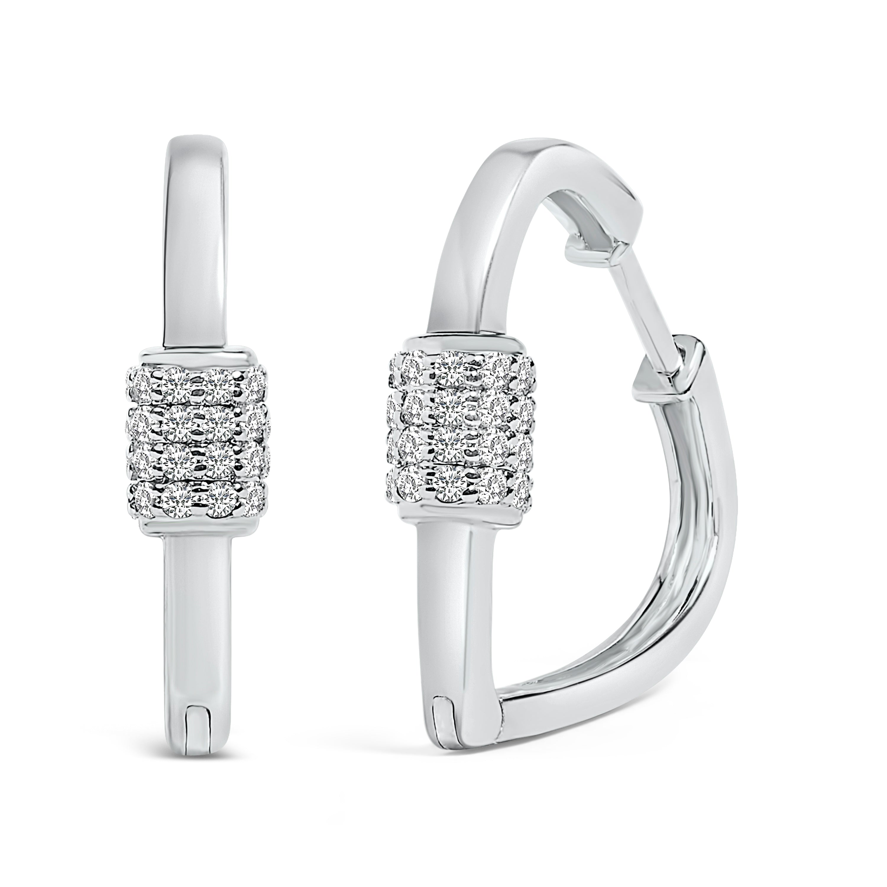 10K White Gold 3/8 Carat Total Weight Lab Grown Diamond Heart Shaped Huggie Hoop Earrings