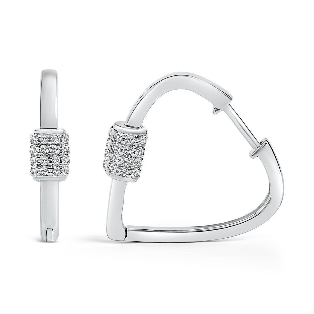 10K White Gold 3/8 Carat Total Weight Lab Grown Diamond Heart Shaped Huggie Hoop Earrings