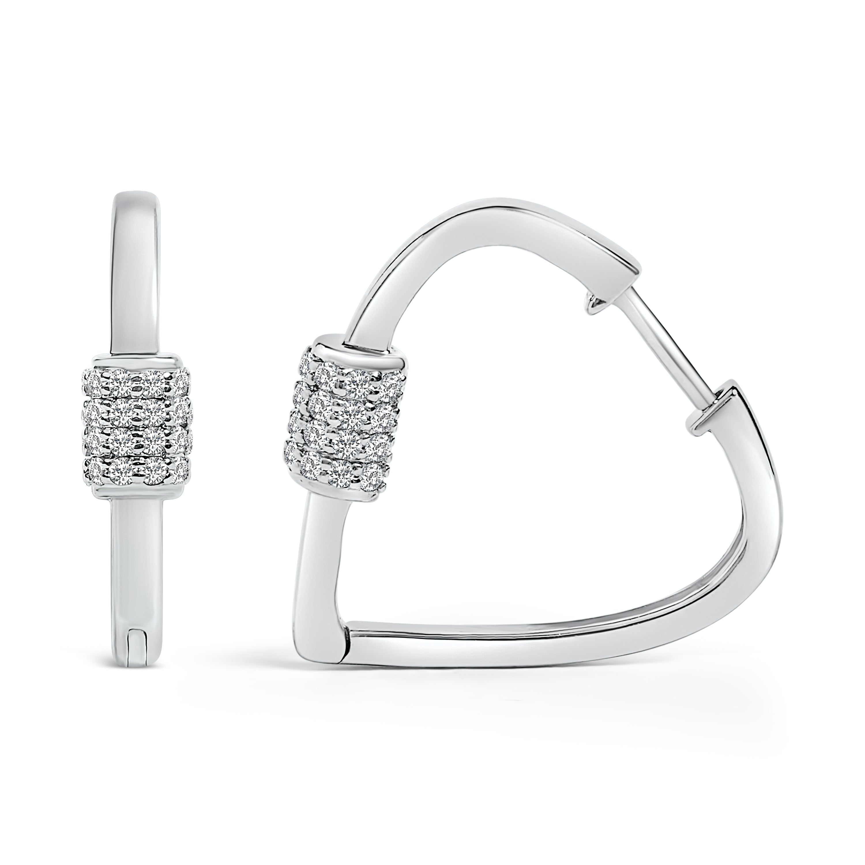 10K White Gold 3/8 Carat Total Weight Lab Grown Diamond Heart Shaped Huggie Hoop Earrings