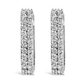 10K White Gold 1/4 Carat Total Weight Lab Grown Diamond Double Row Huggie Hoop Earrings
