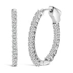 14K White Gold 1.0 Cttw Oval Lab Grown Diamond Hoop Earrings