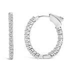 14K White Gold 1.0 Cttw Oval Lab Grown Diamond Hoop Earrings