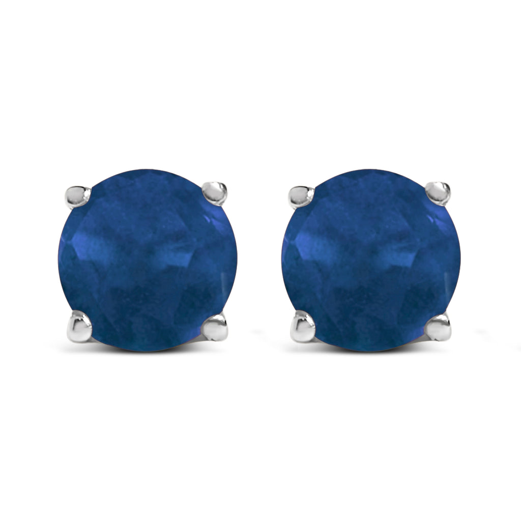 14K White Gold 5X5MM Round Purple Amethyst Solitaire Stud Earrings