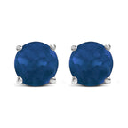 14K White Gold 5X5MM Round Purple Amethyst Solitaire Stud Earrings