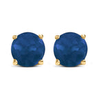 14K White Gold 5X5MM Round Purple Amethyst Solitaire Stud Earrings