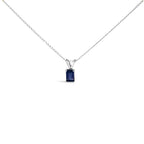 14K White Gold 6x4MM Emerald Cut Purple Amethyst Solitaire Pendant Necklace