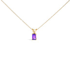 14K White Gold 6x4MM Emerald Cut Purple Amethyst Solitaire Pendant Necklace