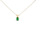 14K White Gold 6x4MM Emerald Cut Purple Amethyst Solitaire Pendant Necklace