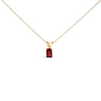14K White Gold 6x4MM Emerald Cut Purple Amethyst Solitaire Pendant Necklace