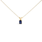 14K White Gold 6x4MM Emerald Cut Purple Amethyst Solitaire Pendant Necklace