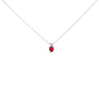 14K White Gold 5X5 MM Heart Shaped Purple Amethyst Solitaire Pendant Necklace
