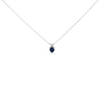 14K White Gold 5X5 MM Heart Shaped Purple Amethyst Solitaire Pendant Necklace