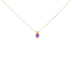 14K White Gold 5X5 MM Heart Shaped Purple Amethyst Solitaire Pendant Necklace